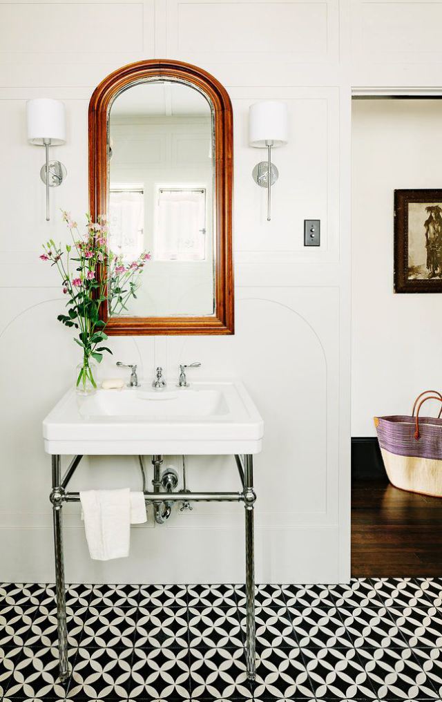 Update your white bathroom with granada cement tile