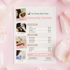 FREE Beauty Salon Flyer Template editable Canva, Flyer Nail, Hairdresser, Hairstylists, Beautician