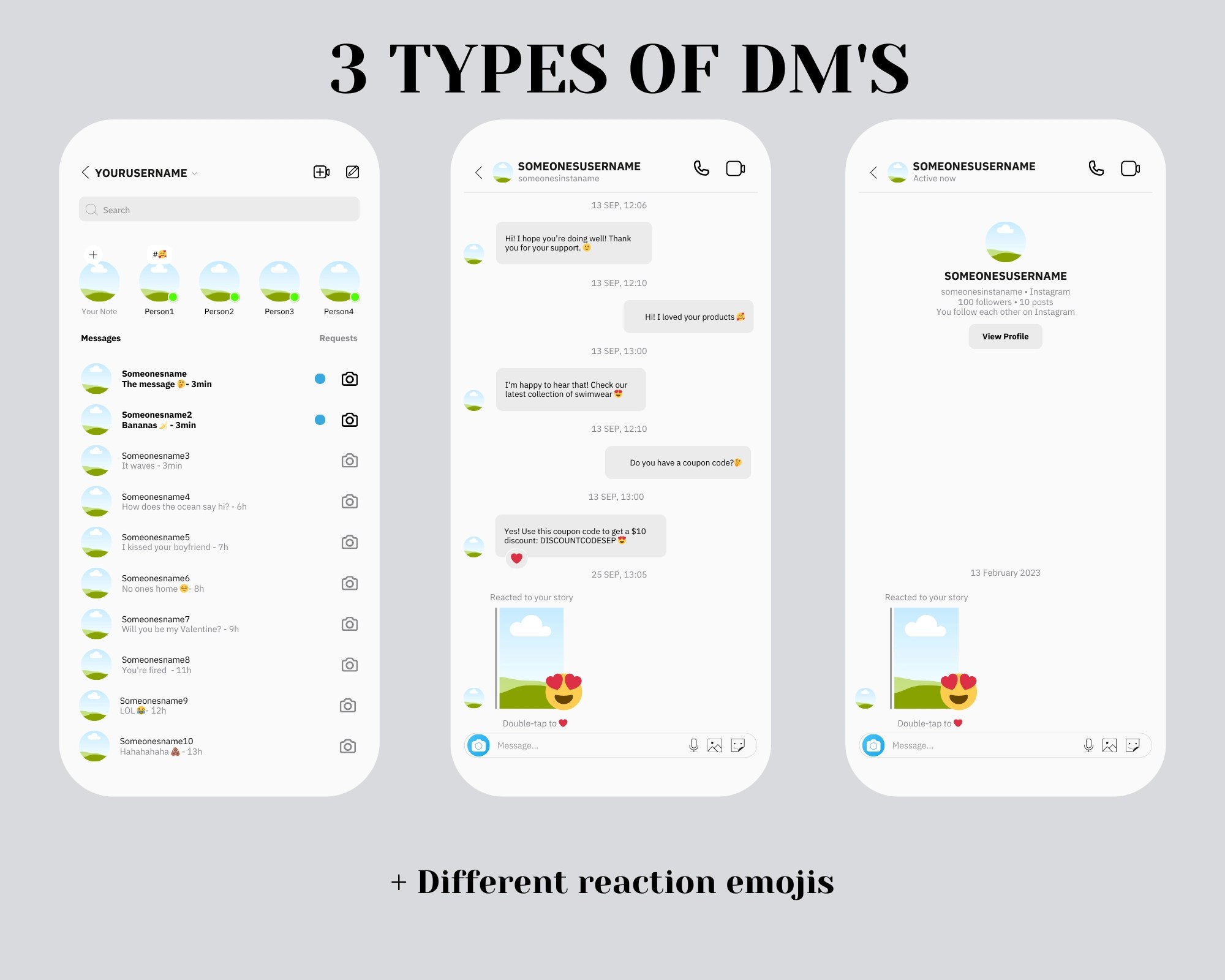 Instagram Mockups Instagram Templates Canva customizable Profile Feed Story Ads Explore Page DM's Followers List Grid Templates