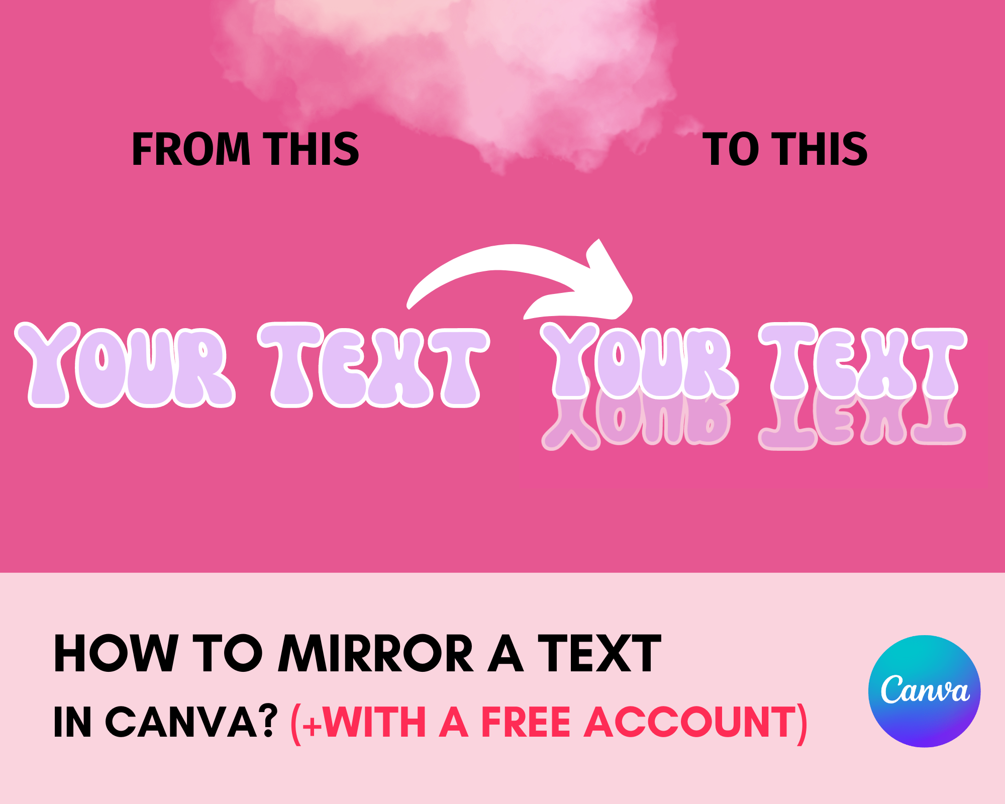 How to mirror a text in canva, mirror effect text, mirror text, canva tips, text effect, font effect,