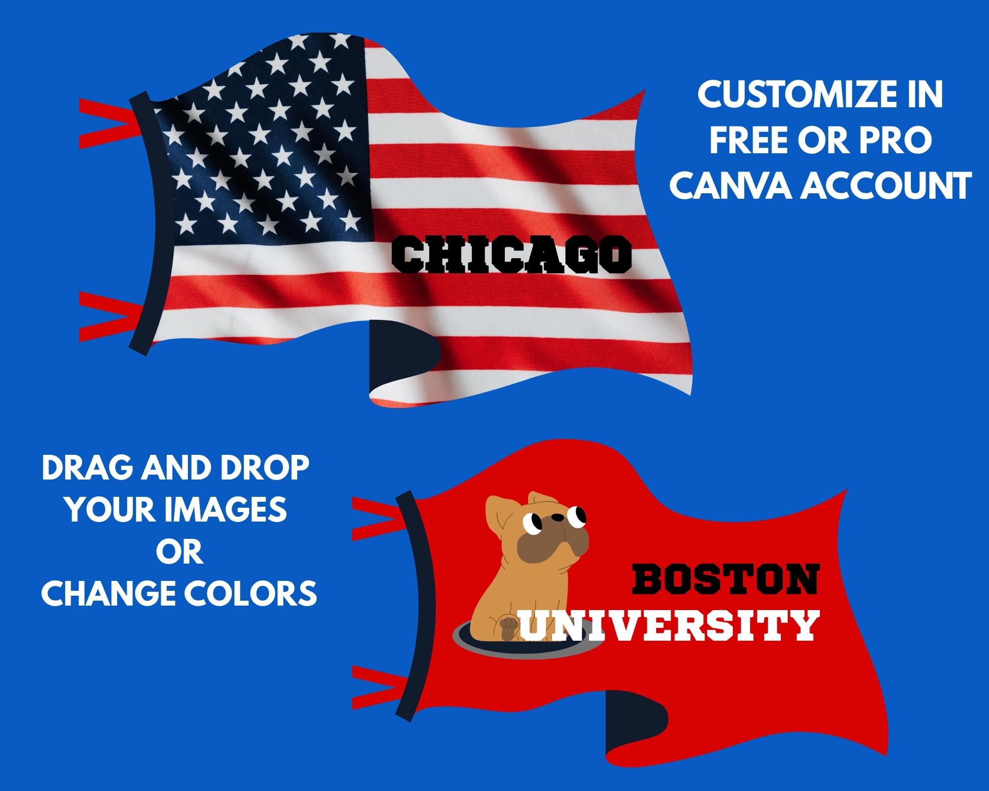 Pennant Canva Frames, Pennant Banner, Mascot Pennant, Sports Canva Template, Editable Pennant Frames, Custom Sports Frames, Team Photo Frames, Canva Template