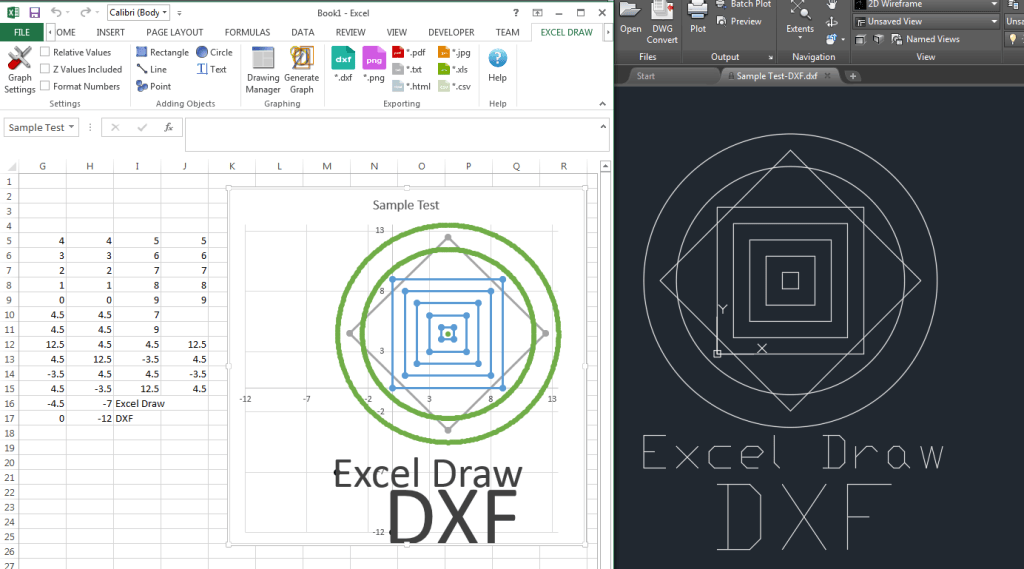 Excel Draw - Create and draw DXF files inside Excel