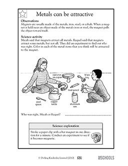 metals attract 1st grade 2nd grade kindergarten science worksheet greatschools