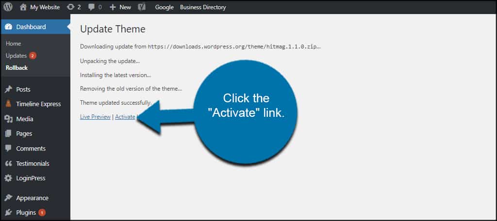 Click it and you will . How To Roll Back Plugins And Themes In Wordpress Greengeeks