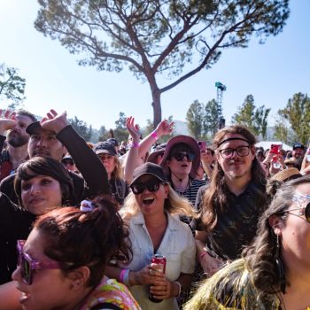 People crowd festival style at Just Like Heaven music festival 2023 at the Rose Bowl in Pasadena