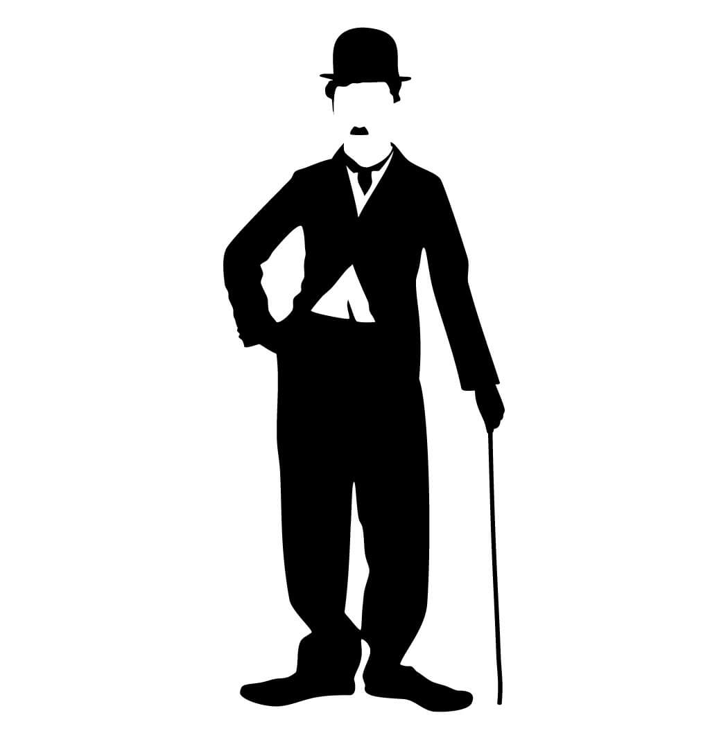 An outline of Charlie Chaplin
