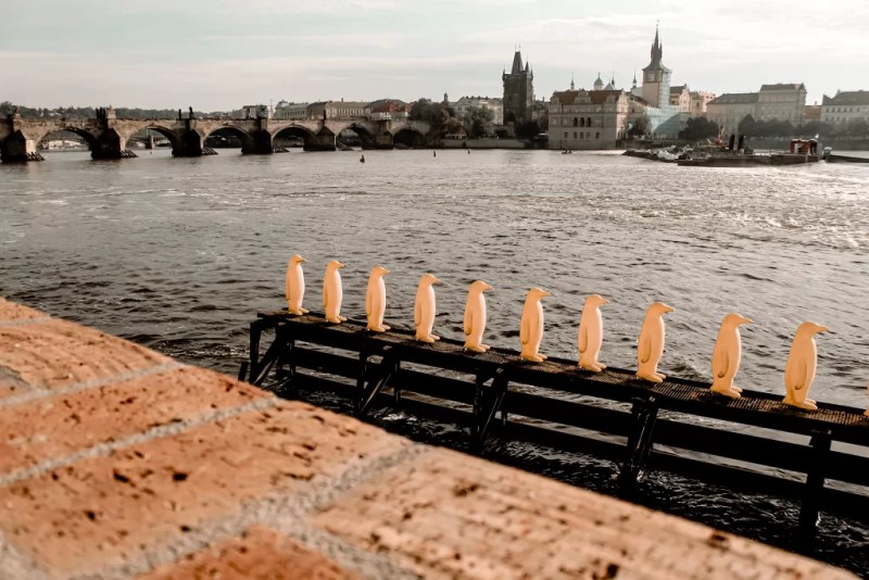 The yellow penguins in Prague.