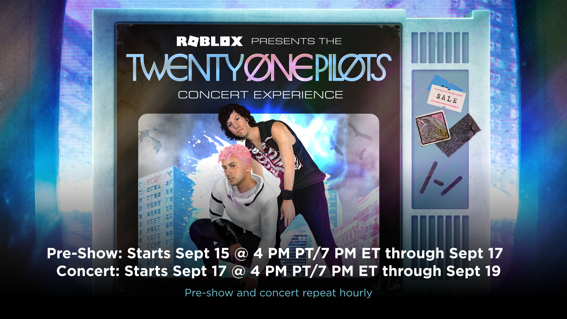 Roblox And Warner Music Group Announce The Twenty One Pilots Concert Poster With Times 