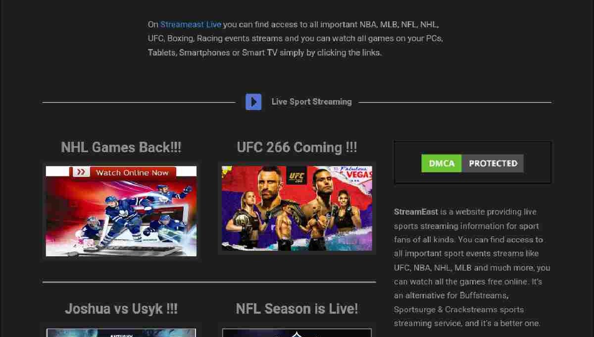 Streameast live is the streaming website that broadcasts the live matches of nba, mlb, nfl, nhl, ufc, boxing, racing and other various games . Best 50 For Online Streameast Alternatives Sports In 2021 Guidebits