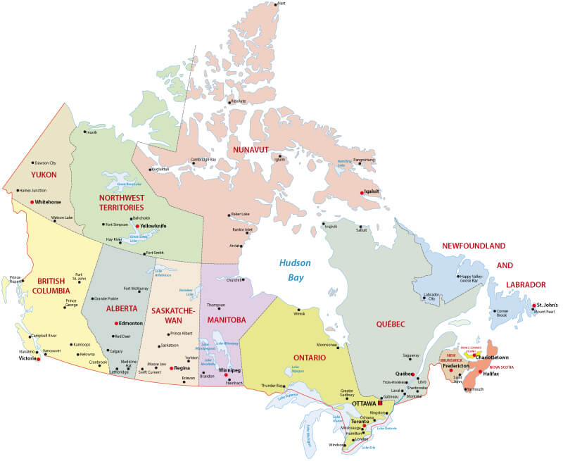 Canada Political Map With Major Cities Canada Map 