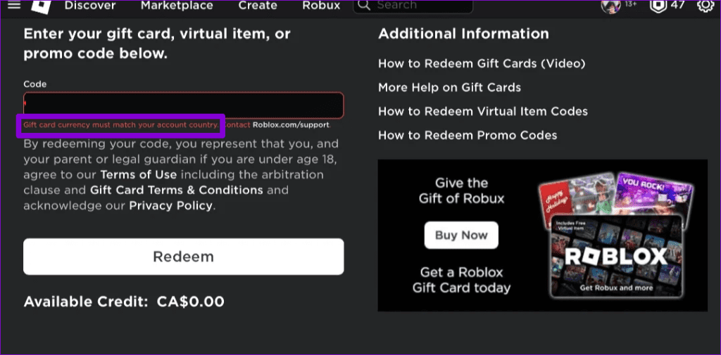3 Ways To Fix Roblox Gift Card Not Working Guiding Tech Roblox Currency Mismatch Error 1024x505 