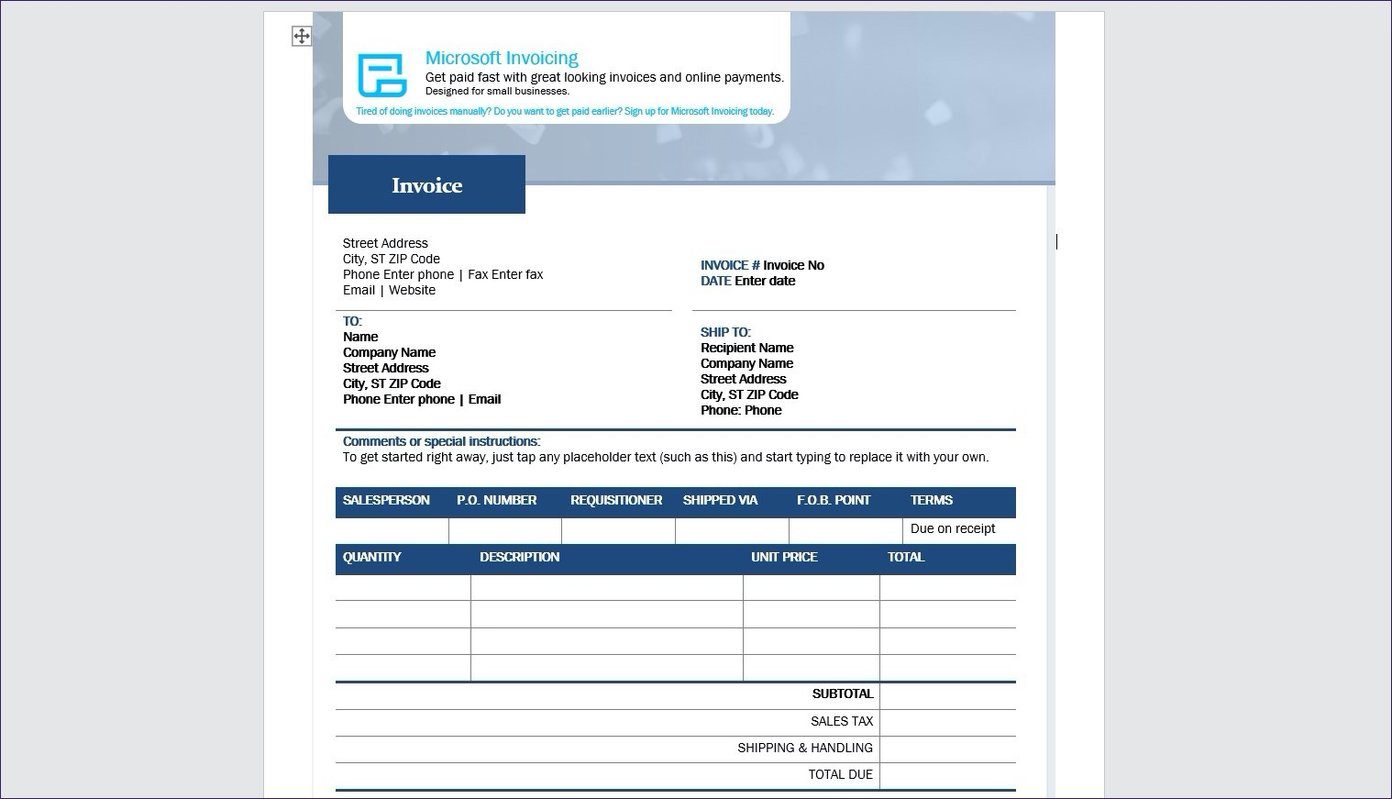 Excel Invoice Template For Mac