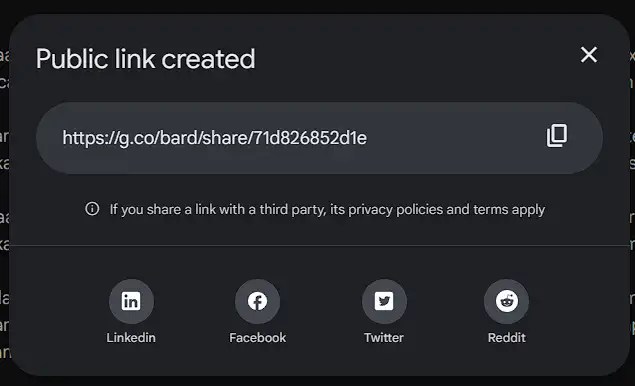 public link created