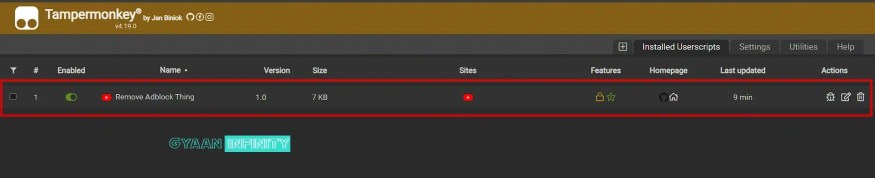 yooutube adblocker installed 1