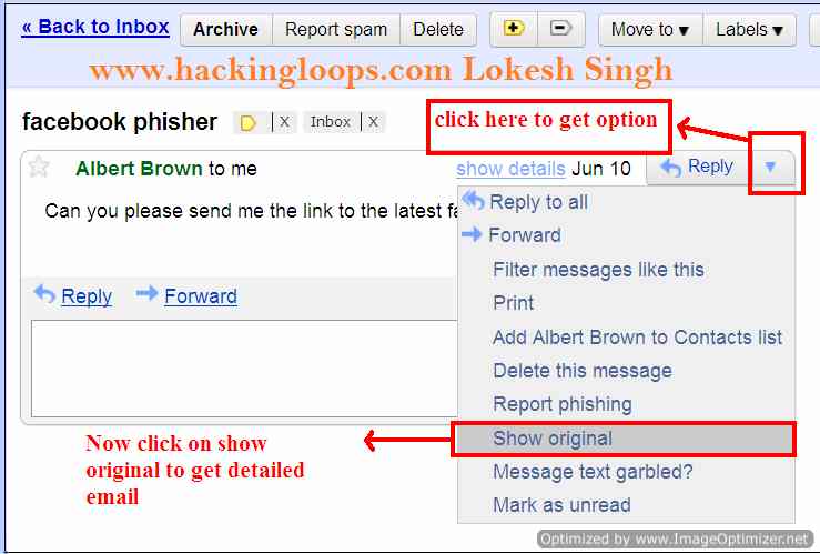 How to trace an email sender in gmail