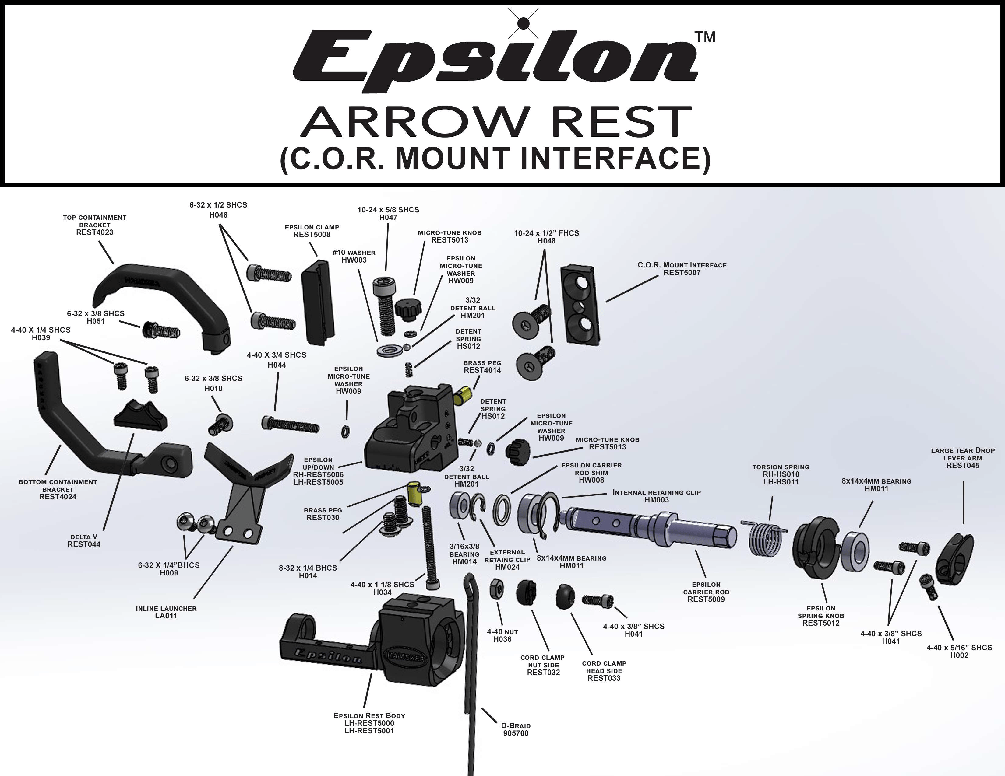 Riser Interface Exploded Parts View – Epsilon w/ C.O.R. Riser Interface | Hamskeaarchery