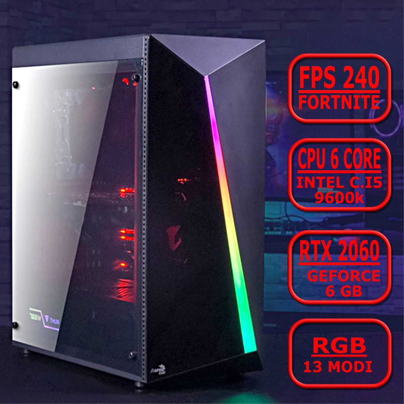 Pc Gaming Fortnite Fps 240 Intel Core I5 9600k 6core 3 7 4 6ghz 16gb Ddr4 Ssd 1tb Svga Geforce Rtx 60 6gb Windows 10 Pro Hardital