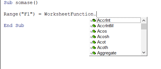 Worksheetfunction no vba