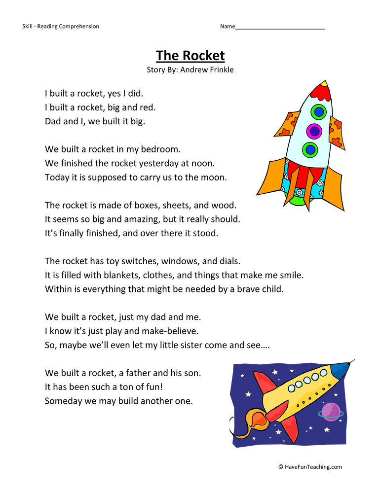 The Rocket Reading Comprehension Worksheet Have Fun The Rocket Reading Comprehension Worksheet Have Fun