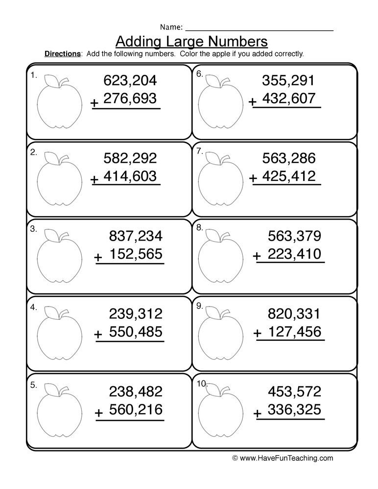 adding hundred thousands no regrouping worksheet have fun teaching