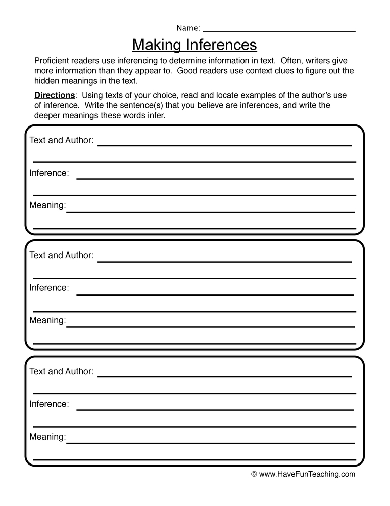 Inference worksheet 2