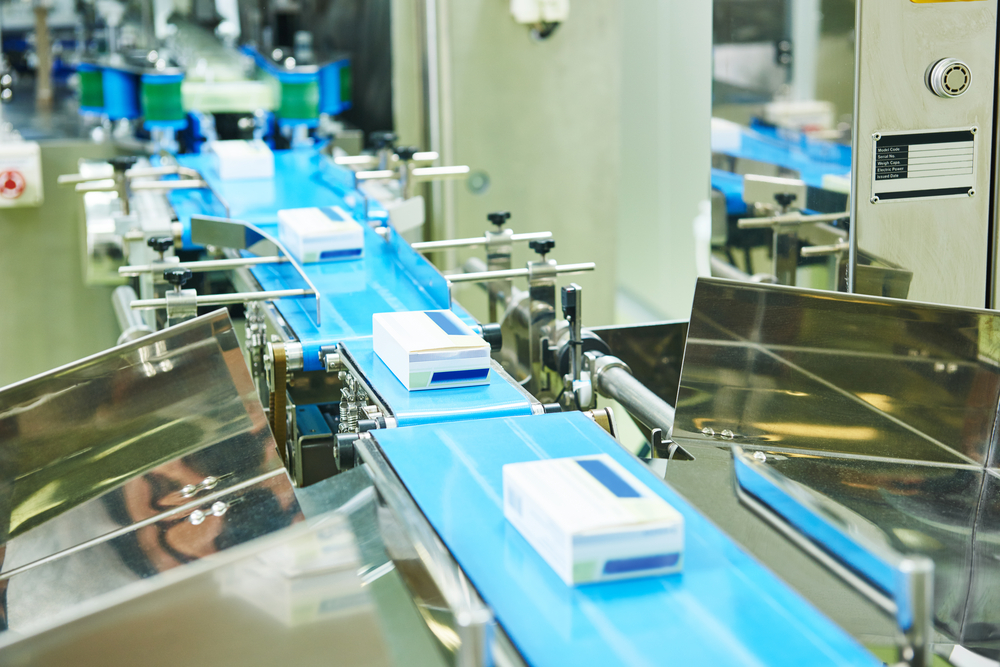 Pharmaceutical,Packing,Production,Line,Conveyer,At,Manufacture,Pharmacy,Factory,Authentic