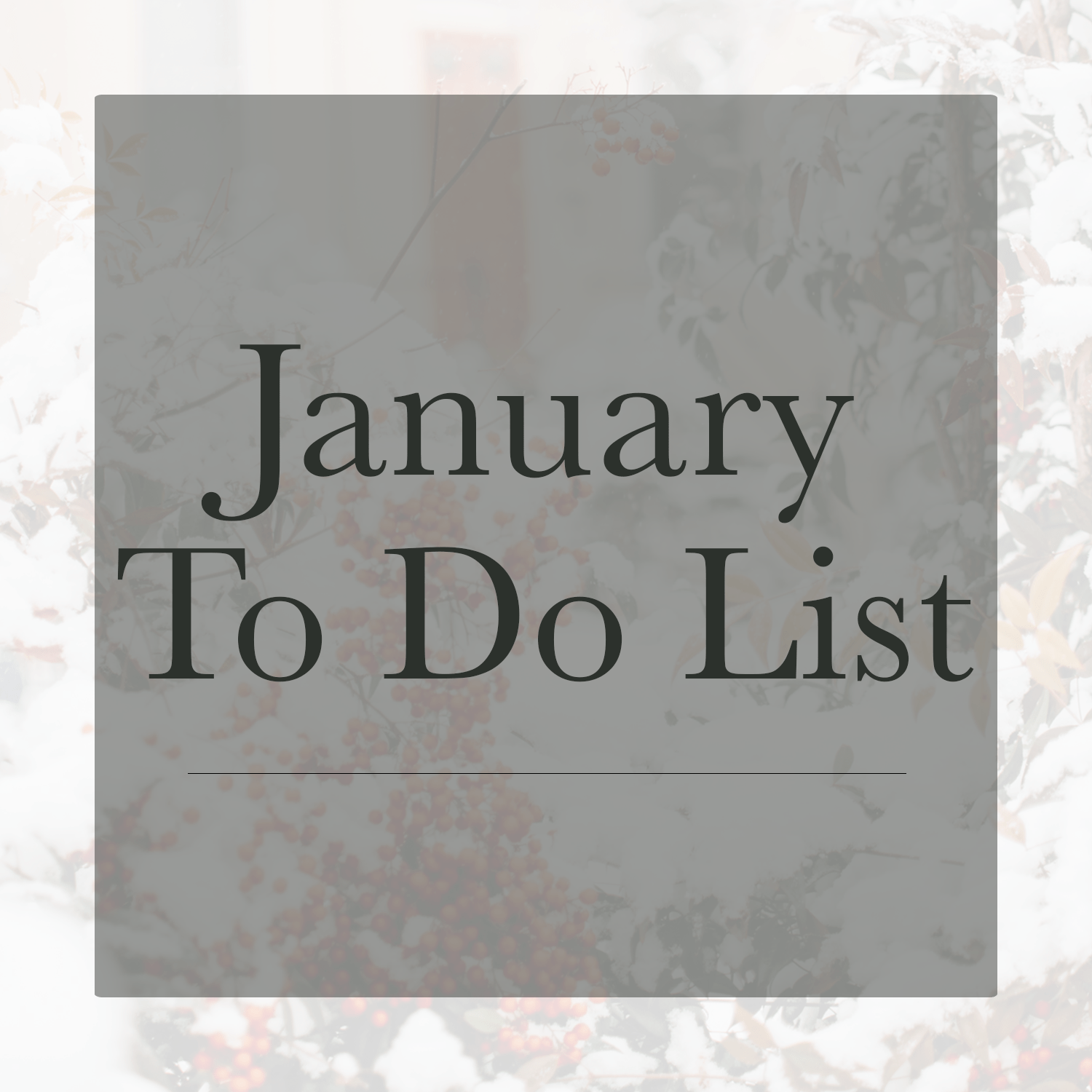 January To Do List: Starting the Year Off Fresh