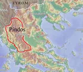 Pindus Mountains Physical Map Pindos.