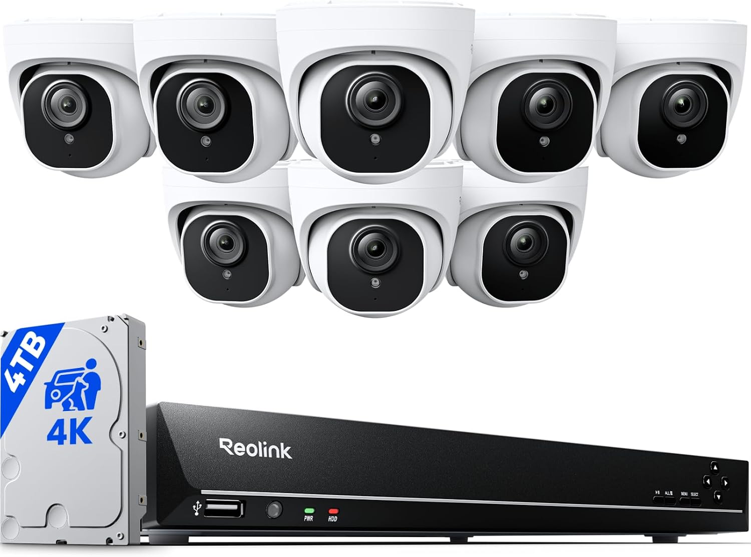 Reolink 4K 8-Camera PoE Security System – 16-Channel NVR RLK16-800D8