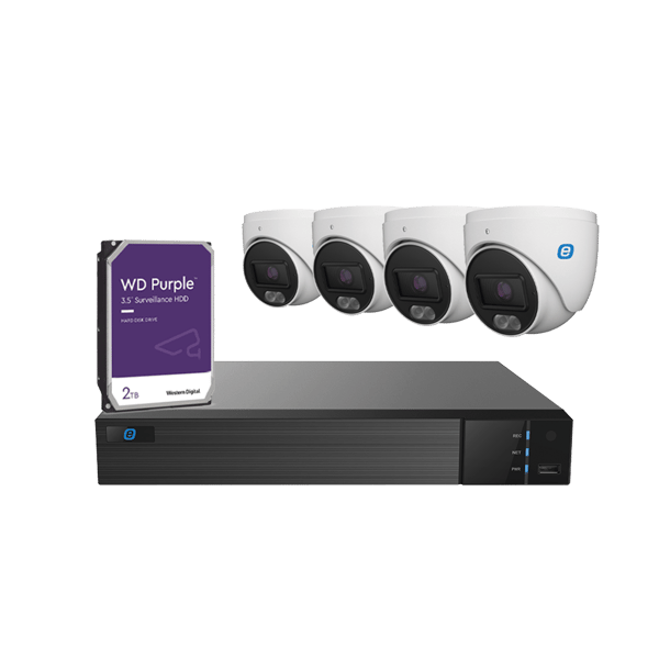 eSmartData 4-Camera 4MP IP Security Kit with 2TB HDD