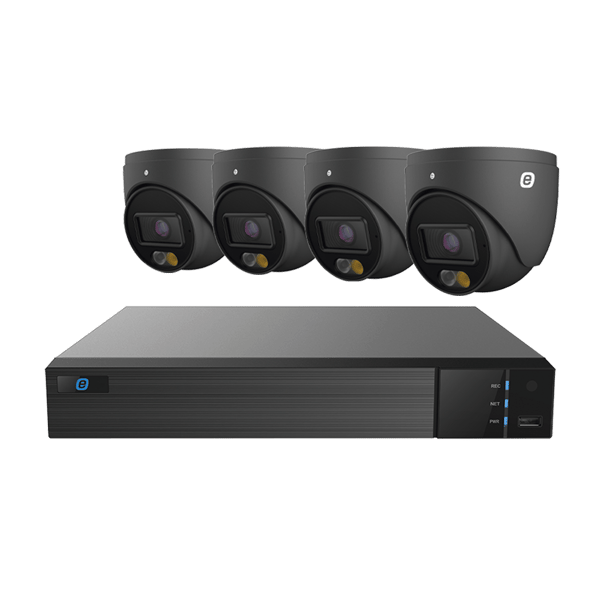 eSmartData XK44DLGEN3(BLACK) 4MP Dual-Light 4-Camera IP Kit