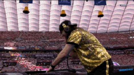 A DJ performs at the opening ceremonies of Euro 2012.
