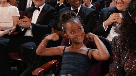 Quvenzhané Wallis flexes at the Oscars.