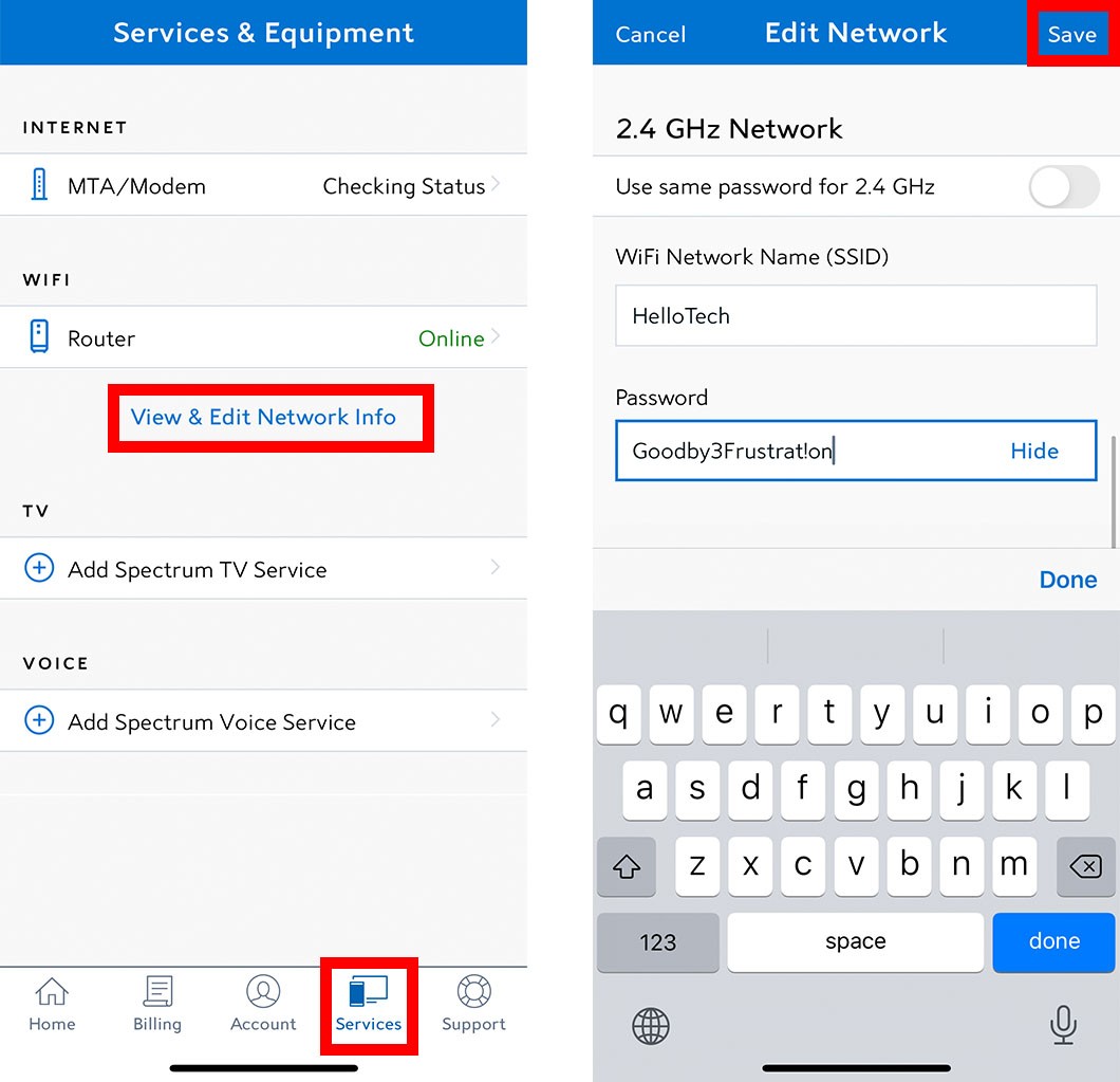 How to change your spectrum wifi name and password
