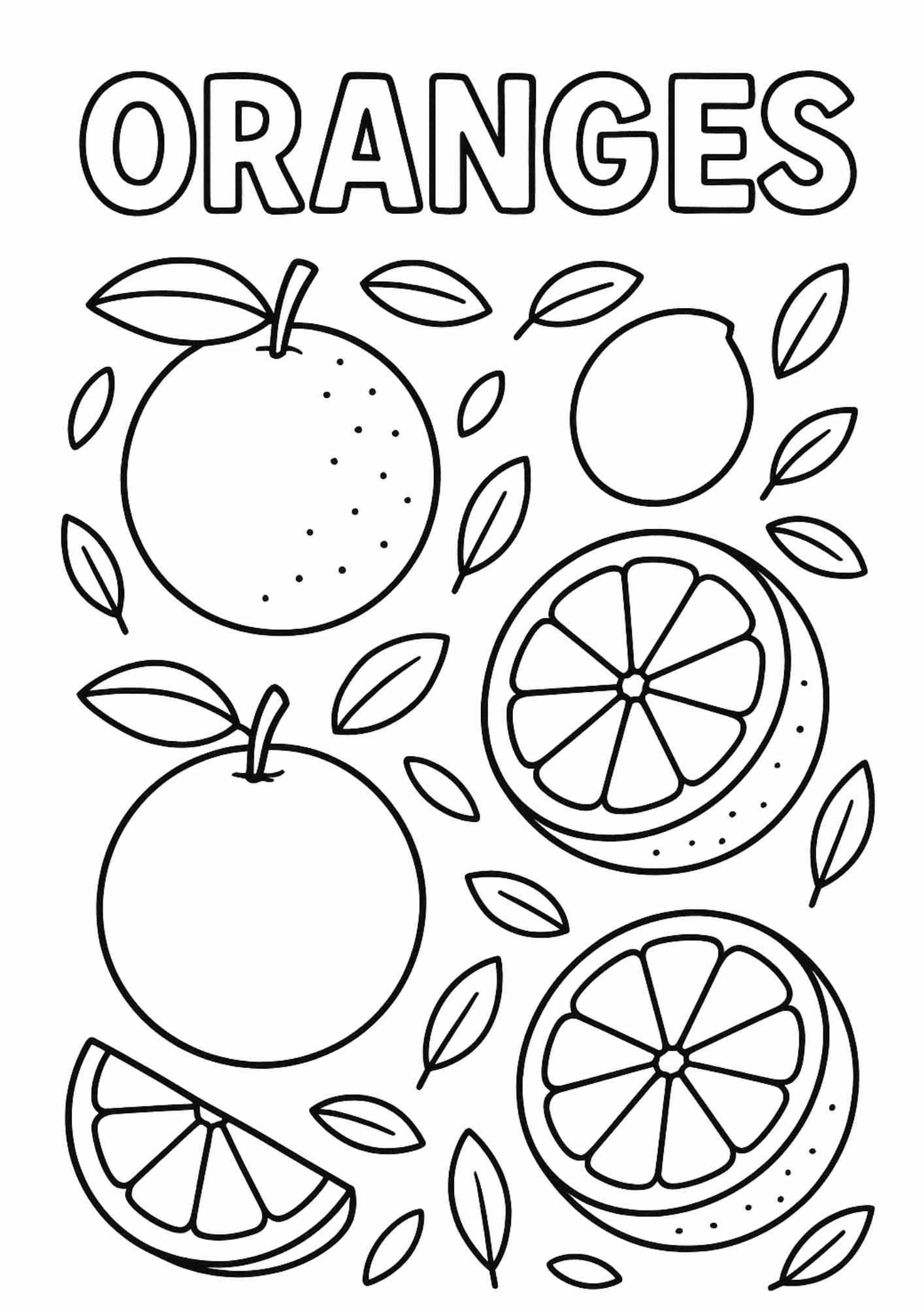 Free Oranges Colouring Page – Fun Fruit Worksheet for Kids