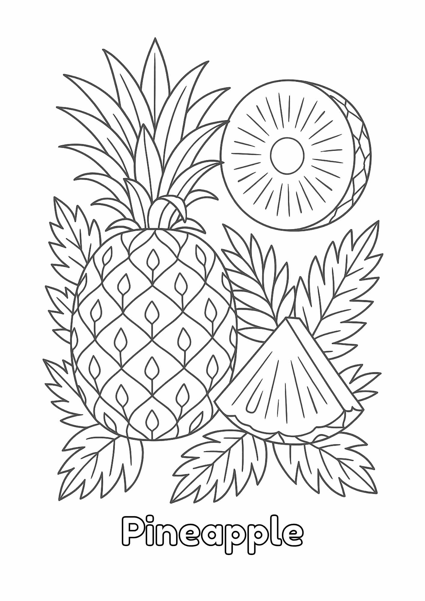 Free Pineapple Colouring Worksheet for Kids