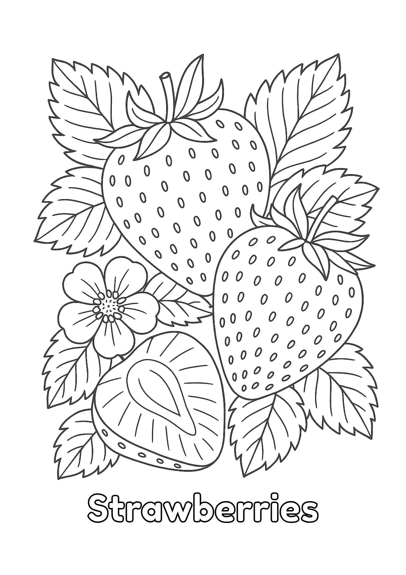 Free Strawberry Colouring Worksheet for Kids
