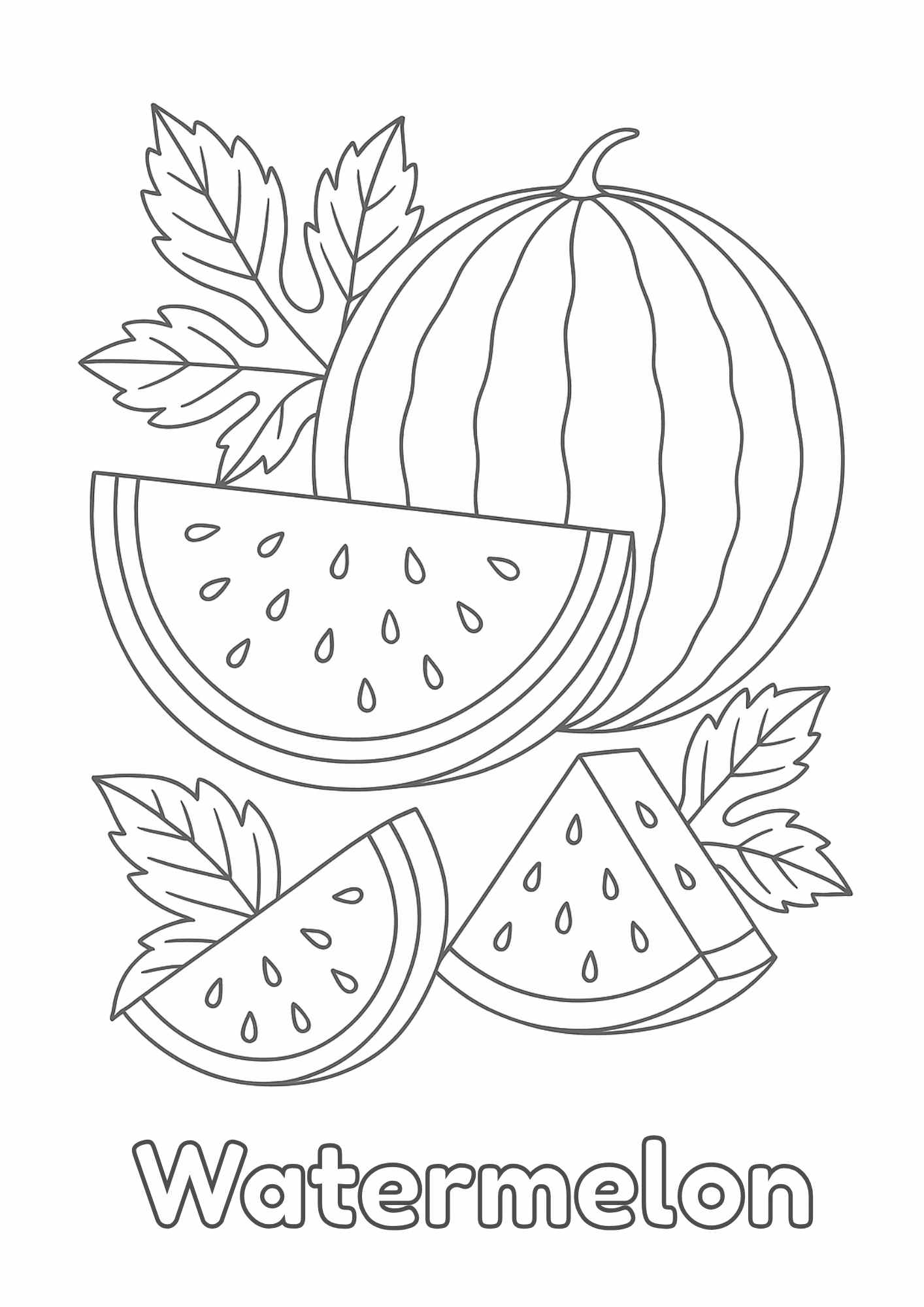 Free Watermelon Colouring Worksheet for Kids