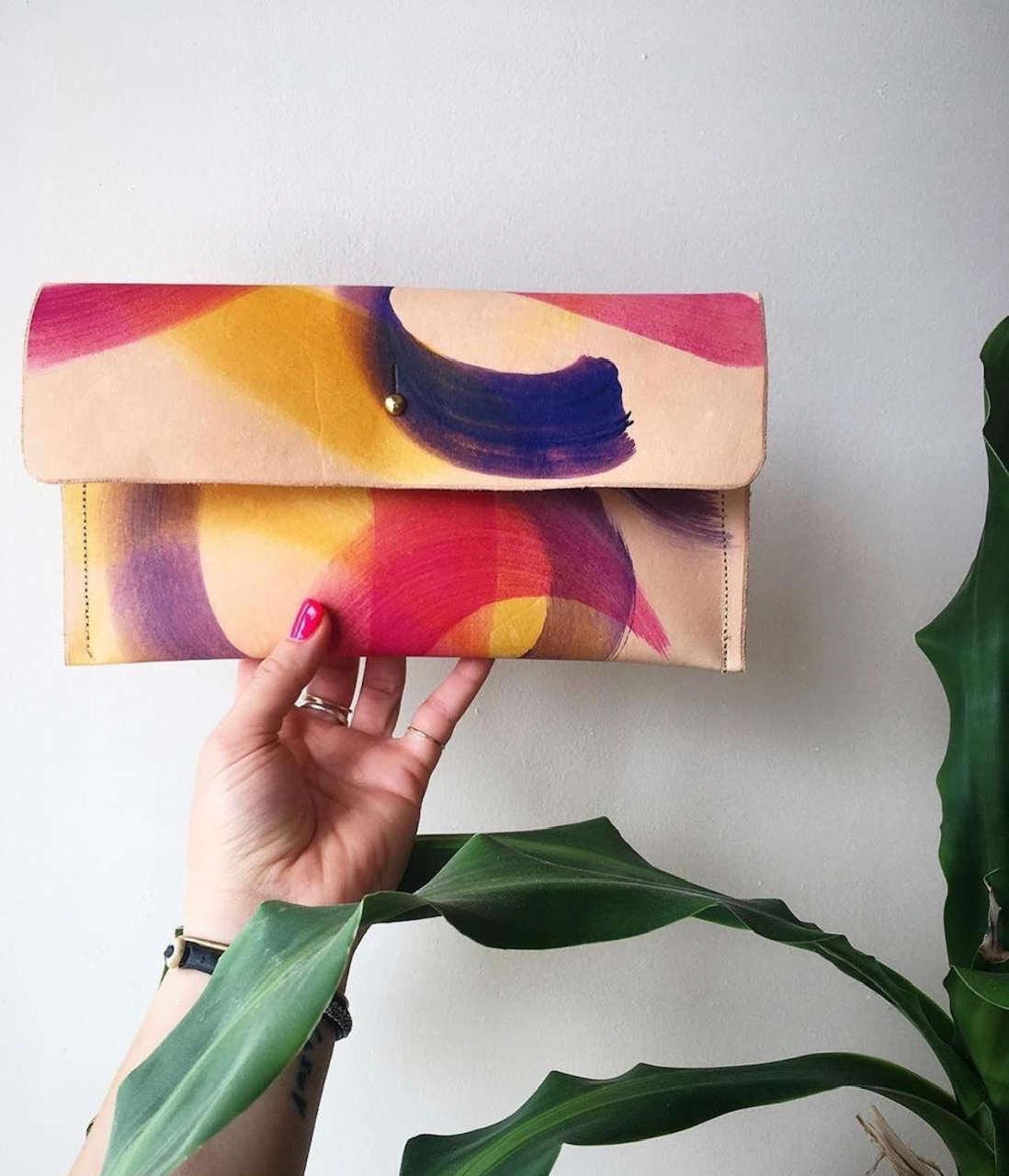 hand painted clutch
