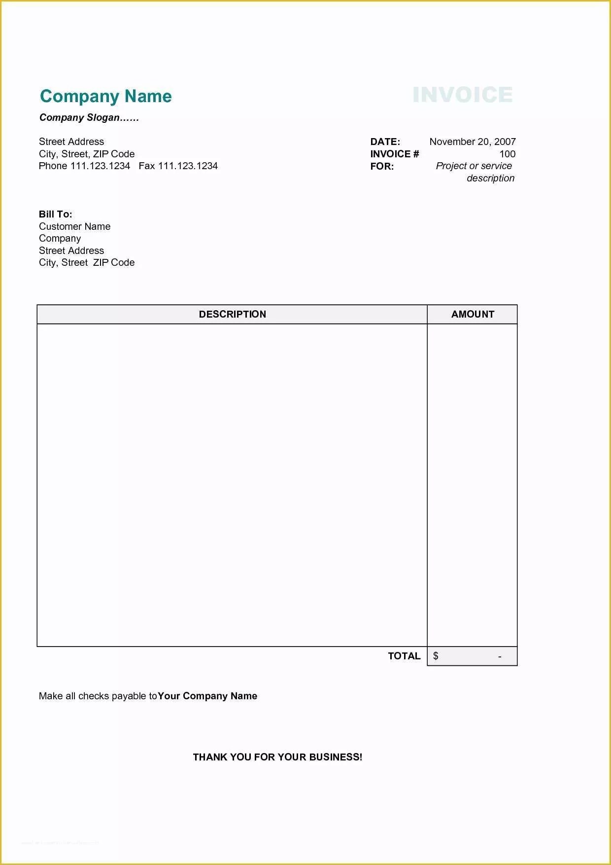 free printable invoice templates excel of simple invoice template