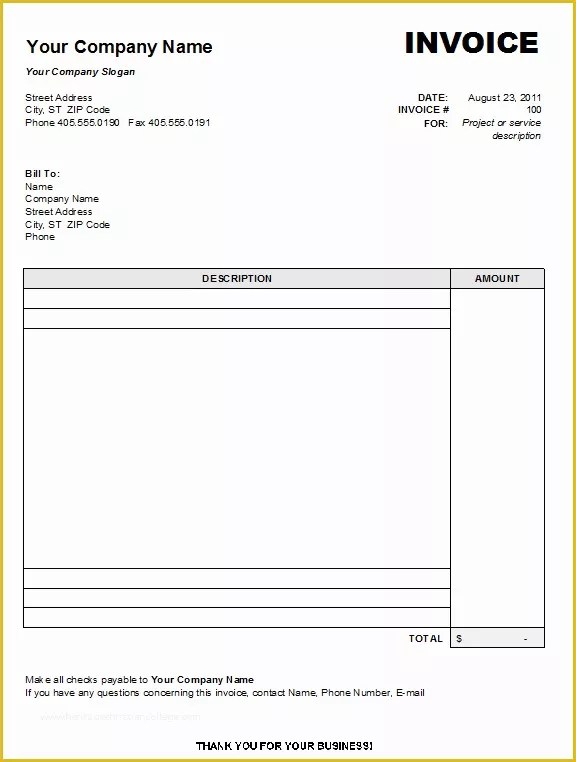 free blank invoice template excel of free blank invoice form