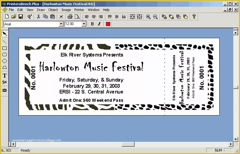 numbered event ticket template free of ticket stub template