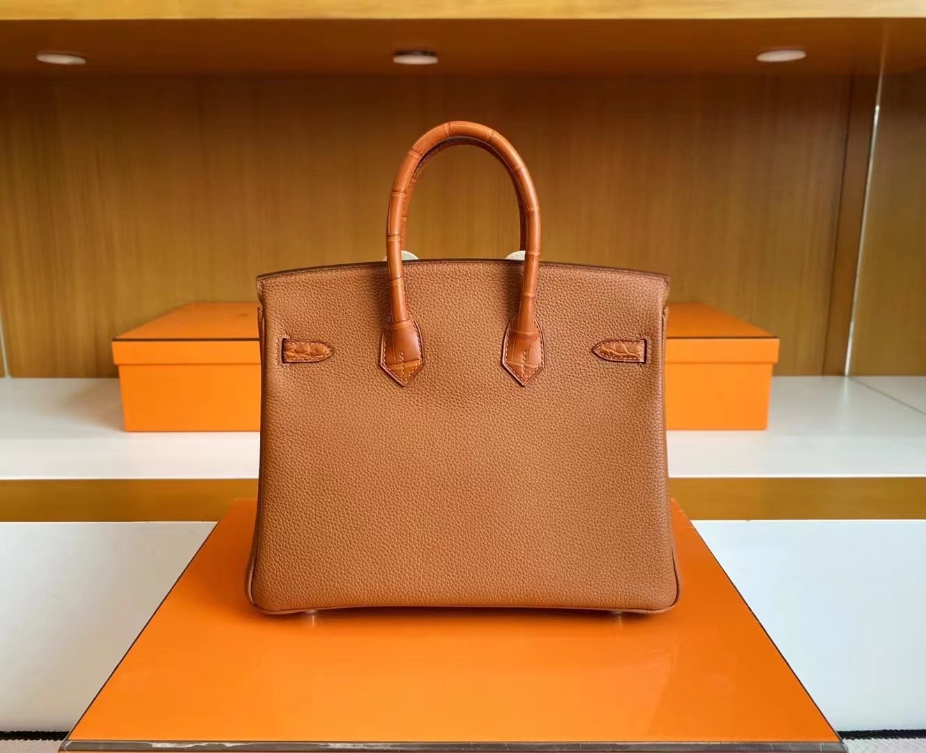 エルメス バーキン タッチ25 ゴールド クロコダイル アリゲーターマット×トゴ ゴールド金具【N品】 - 画像 (3)