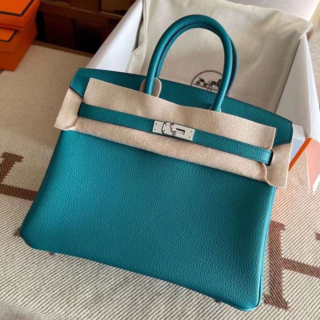 エルメス バーキン25 ヴェルソ ヴェールヴェロン×ローズアザレ トゴ シルバー金具【N品】 - 画像 (3)