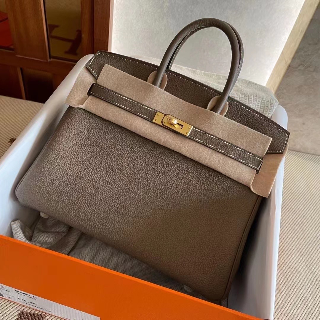 エルメス バーキン25 エトゥープ トゴ ゴールド金具【N品】