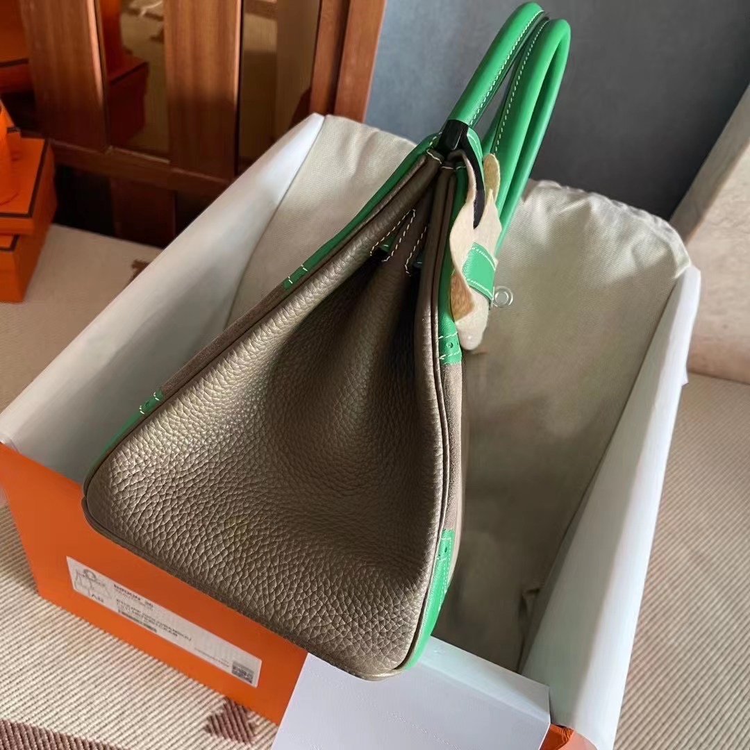 エルメス バーキンギリーズ30 ヴェールコミック×エトゥープ ドブリス×スイフト シルバー金具【超N品】 - 画像 (6)