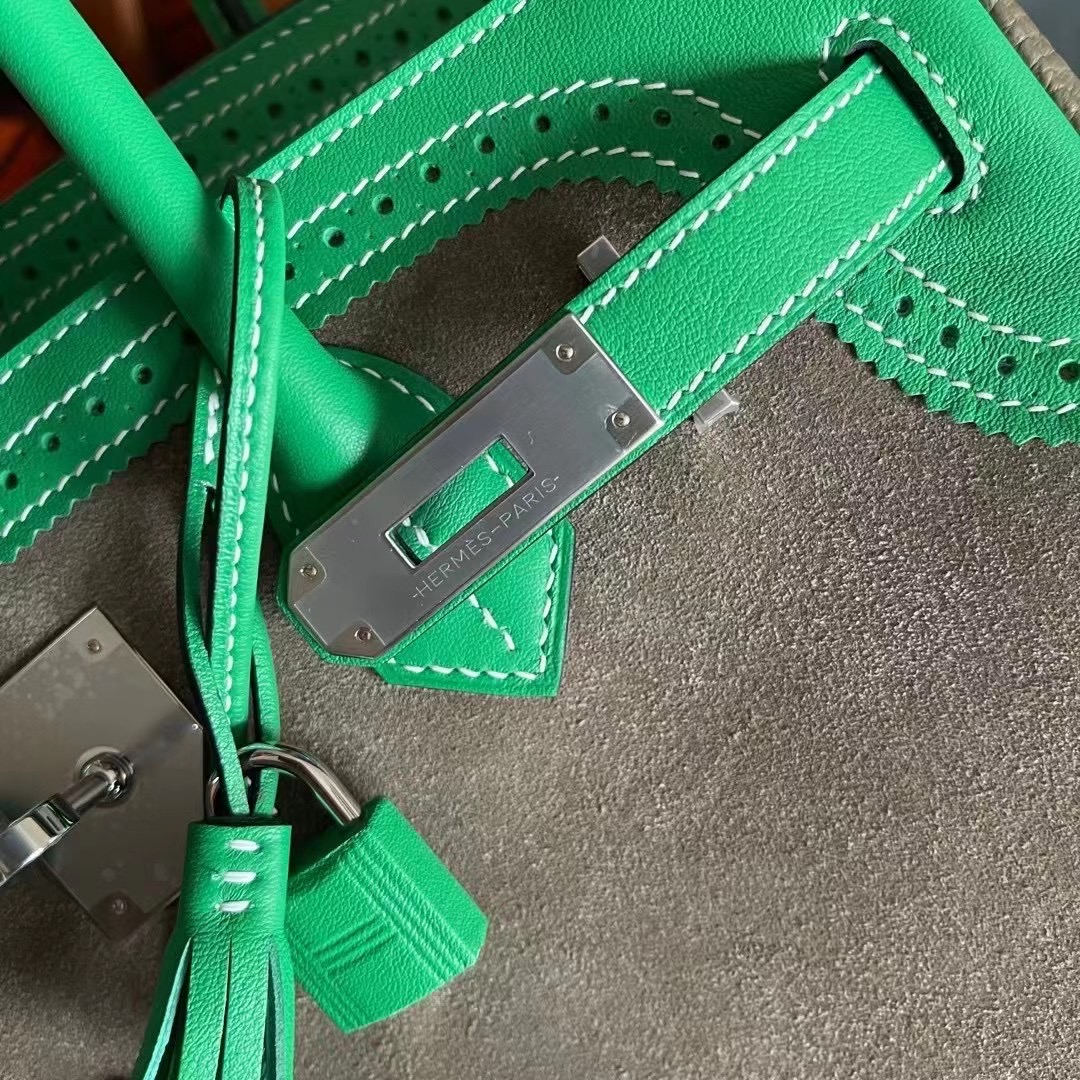 エルメス バーキンギリーズ30 ヴェールコミック×エトゥープ ドブリス×スイフト シルバー金具【超N品】 - 画像 (10)