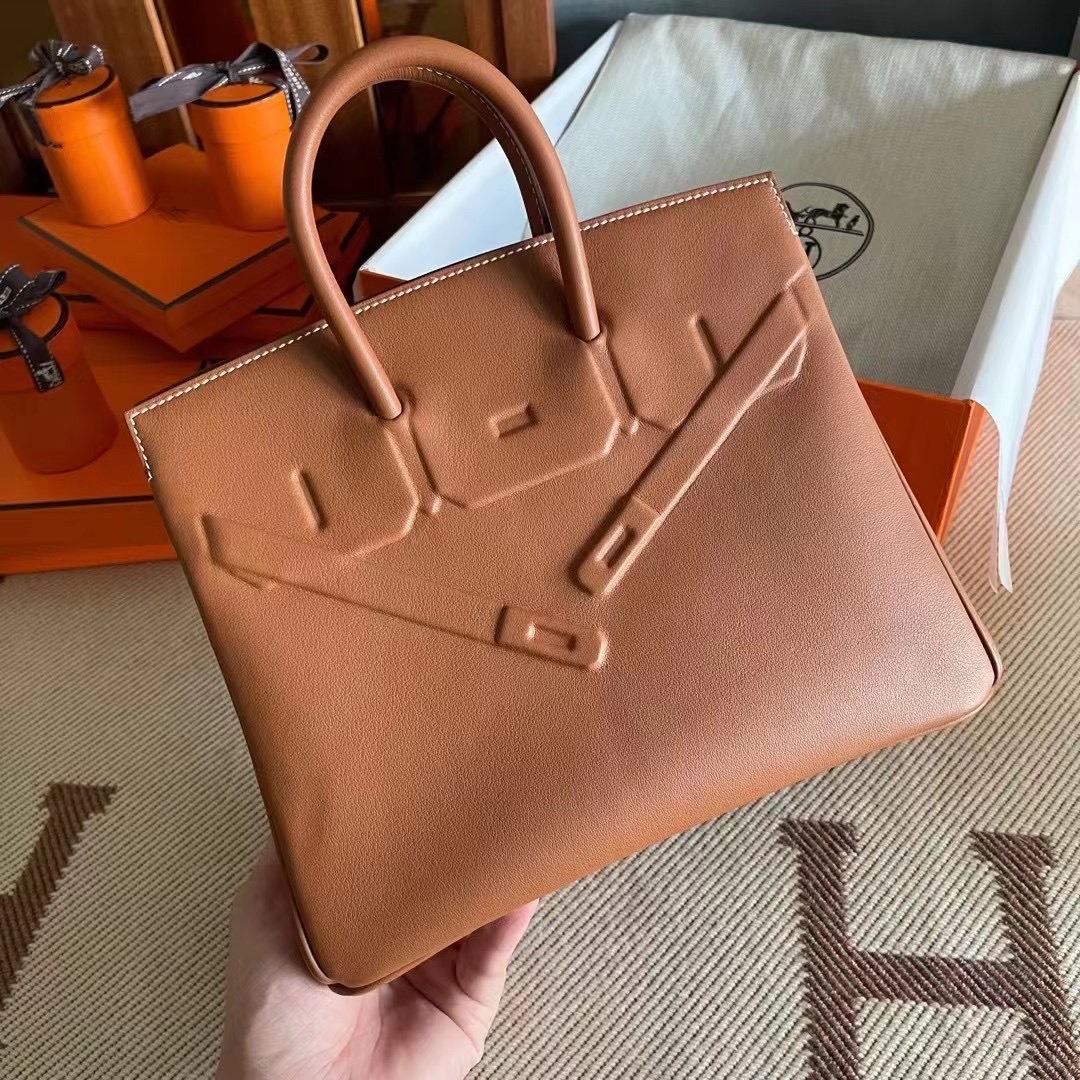 エルメス バーキン25 シャドー ゴールド スイフト シルバー金具【超N品】Nbirkin169