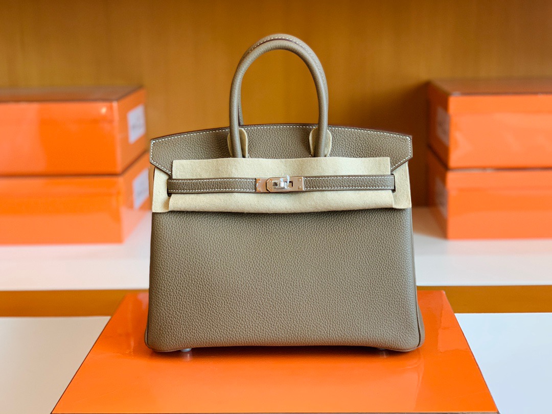 エルメス バーキン25 エトゥープ トゴ シルバー金具【超N品】Nbirkin197