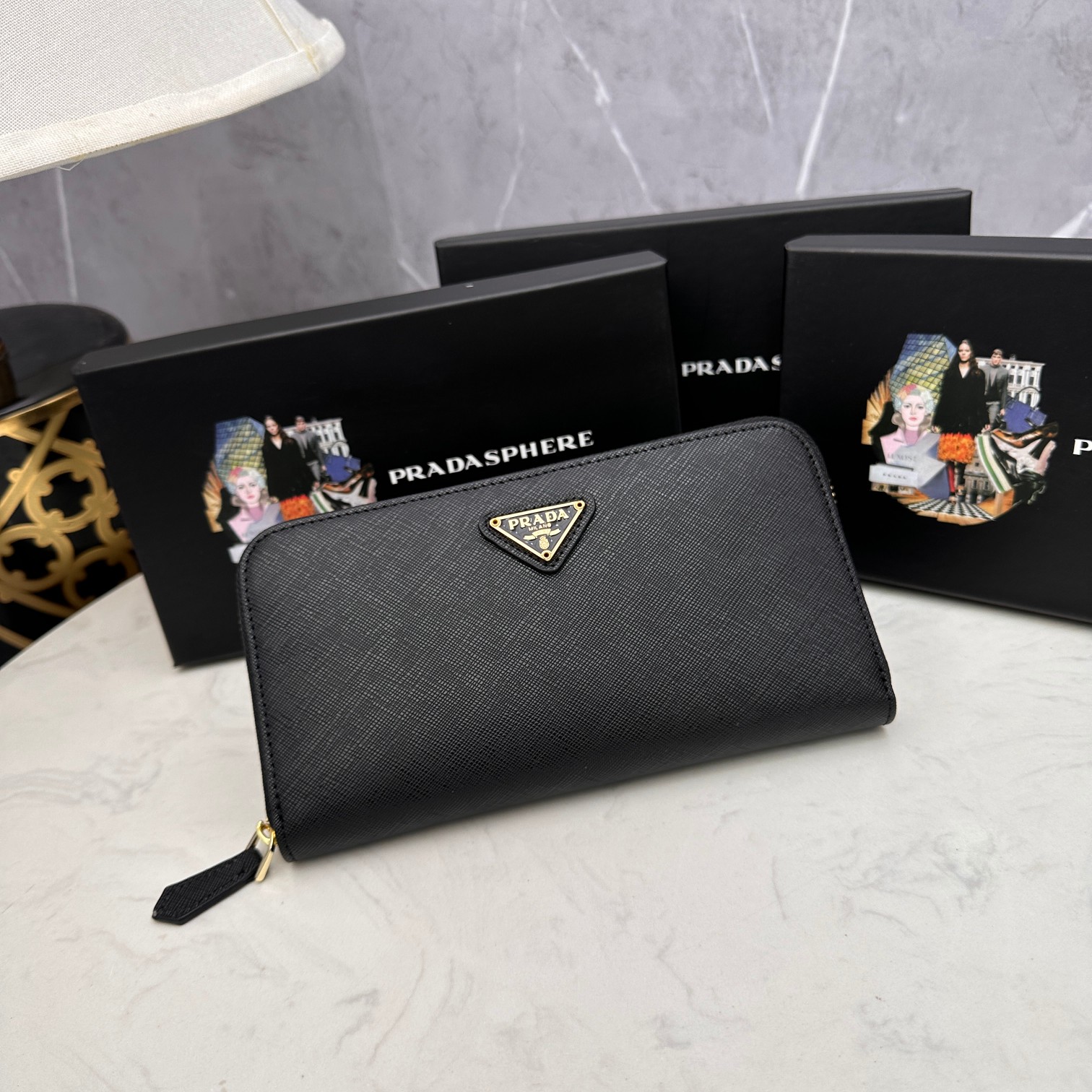 PRADA プラダ ナイロン レザー 二つ折り長財布 レディース